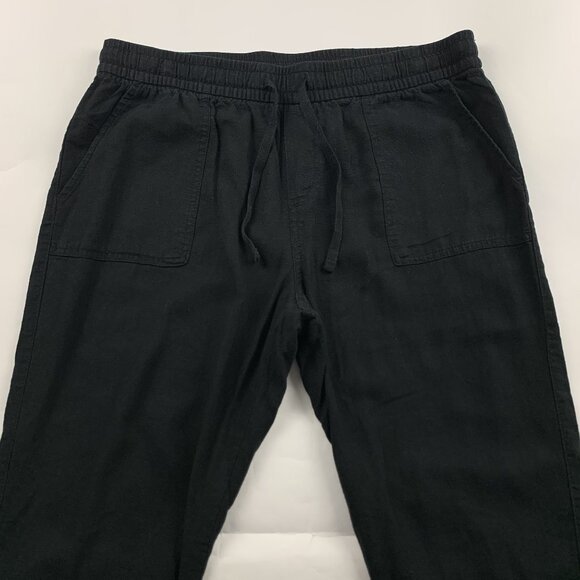 Old Navy Black Linen Blend Pull On Ankle Pant M - Picture 2 of 5